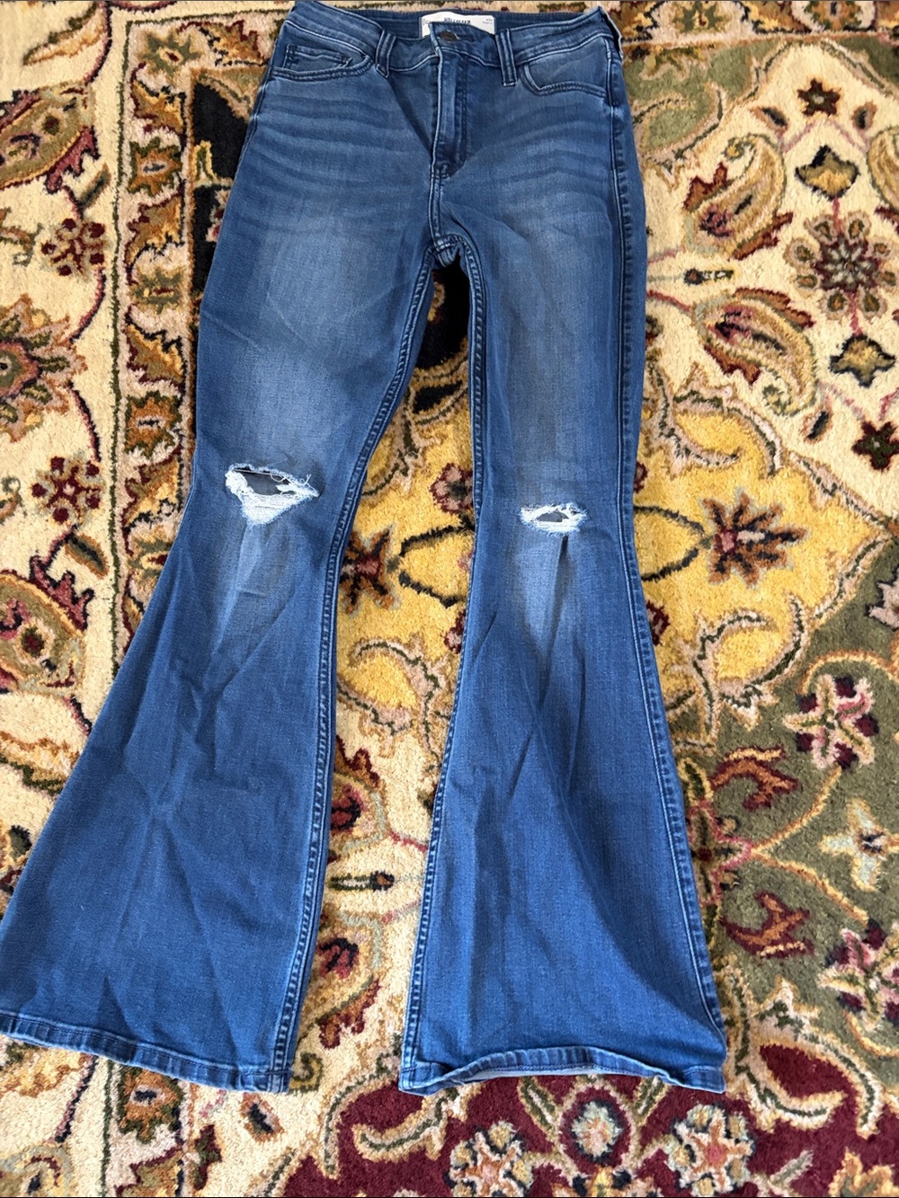 Hollister Blue Distressed Flare Jeans